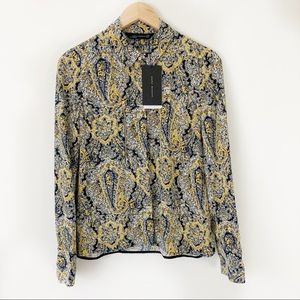 Zara Woman Paisley Blouse with Zippers and Snaps